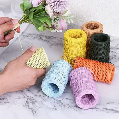 PATIKIL 164 Feet Floral Bind Wire Wrap Twine, 2mm Pink Paper-Wrapped Iron Wire for Flower Bouquets