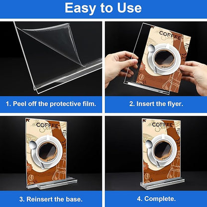 Acrylic Sign Holder 4x6 Vertical Plastic Signs Acrylic Frame Display Signs Table Stand Bulk 6 Pack