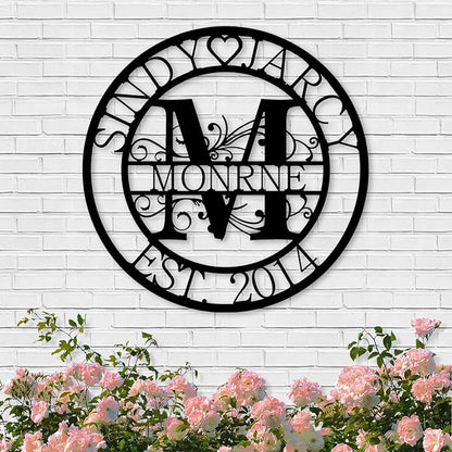 Custom Metal Sign | Personalized Family Name Sign | Monogram Wall Decor | Metal Name Sign| Split Letter Name | Anniversary Wedding Gifts| Custom Outdoor Signs | Metal Wall Art | Couple Gift