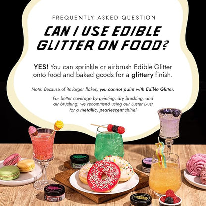 MONÉGASQUE Gold Iridescent Edible Glitter for Drinks 10g – Liquid Gold Edible Glitter for Cakes & Cocktails – Halloween Cocktail Drink Shimmer Sparkles – Decorating Sprinkles for Cupcakes & Cake