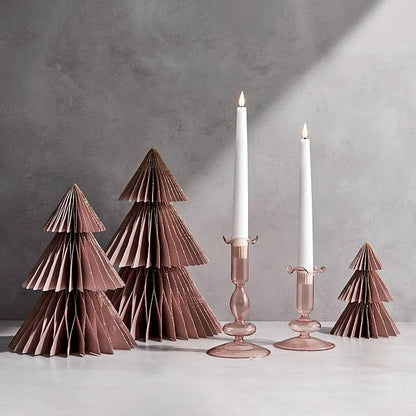 LampLust Pink Tree, 2 Pack Honeycomb Paper Trees 10 & 12 Inch, Pink Decorations, Winter Wonderland & Enchanted Forest Decorations Indoor, Home Table Top Decor, Table Centerpieces