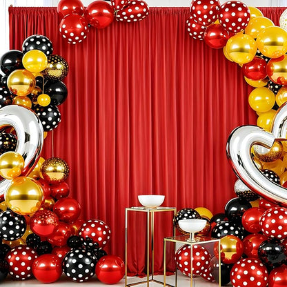 10ft x 10ft Thick Red Backdrop Curtains for Parties, 2 Panels 5ft x 10ft Non See Through Red Polyester Wedding Drapes Photo Backdrop for Birthday Party Graudation Photography Home Decor