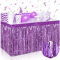 3 Pack 29 x108 Inch Light Purple Foil Fringe Table Skirts Metallic Banner for Tinsel Streamer Garland Backdrop for Parade Floats Wedding Thanksgiving Birthday Christmas New Year Party Decoration