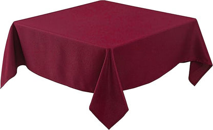 Biscaynebay Textured Fabric Christmas Square Table Cloth 90x90 Inch, Burgundy Water Resistant Tablecloths for Dining, Kitchen, Wedding, Parties etc. Machine Washable