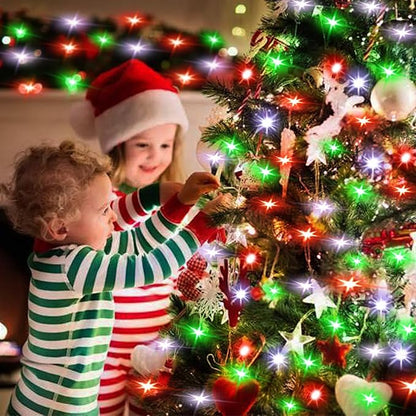 ZNYCYE 10 Pack Fairy Lights Battery Operated, 10 Ft 30 LED Fairy Lights with Timer, 8 Modes Christmas Lights, Waterproof for Indoor DIY Christmas Decorations(Red Green White)
