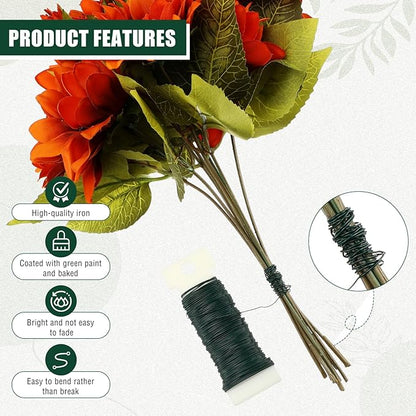 Ferraycle 48 Pack Green Floral Wire 38 Yards 22 Gauge Flexible Paddle Florist Christmas Green Wire for Crafts Christmas Wreaths Tree Garland and Floral Flower Arrangements