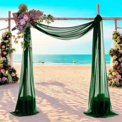 MDS Halloween Chiffon Draping Fabric - 2 Panel, 30" Wide x 40ft Long - Sheer Spooky Arbor & Canopy Drapery for Haunted House Backdrops, Party Ceilings, DIY Costumes & Themed Events - Hunter Green