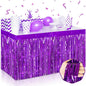 3 Pack 29 x108 Inch Purple Foil Fringe Table Skirts Metallic Banner for Tinsel Streamer Garland Backdrop for Parade Floats Wedding Thanksgiving Birthday Christmas Halloween New Year Party Decoration