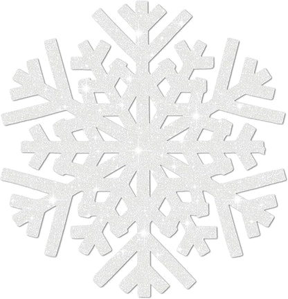 60Pcs Snowflake Paper Placemats Christmas Sliver Glitter Disposable Place Mats Winter Round Sparkle Decorative Table Chargers Xmas Snowflake Decoration for Holiday Festival Dining Tableware