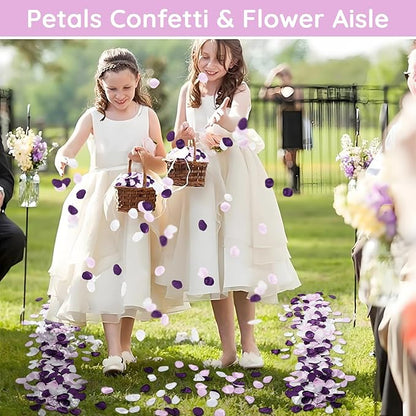 Suream Purple Silk Flower Petals for Wedding, 600 Pcs Flower Girl Petals for Decoration, Silk Rose Petals for Bridal Shower Wedding Aisle Table Centerpieces Reception Tables Romantic Night Decoration
