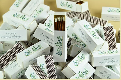 Custom Matchboxes - Set of 10 - Personalized - 2" Inch Long - Colorful Matchsticks - Weddings – Wedding Favor - Matchboxes, Custom Matchbox (2" Matchsticks, Wedding Design #5)