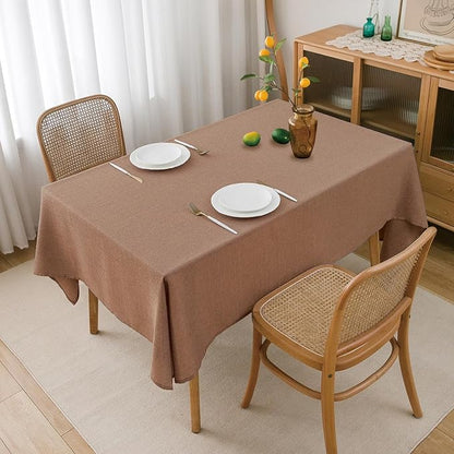 NLMUVW Rectangle Linen Tablecloth 6ft, Mocha Table Cloth Farmhouse Rustic Water Resistant Textured Table Cover for Kitchen Dining Coffee, 54 X 78 Inch