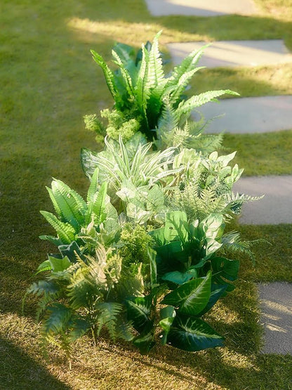 PARTY JOY 14 Bunches Fake Plants Outdoor, Fake Bushes UV Resistant Artificial Flowers Greenery Shrubs Faux Greenery for Outdoor Garden Patio Front Porch Yard Decor
