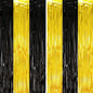 2 Pack Black and Gold Tinsel Foil Fringe Curtains, Black and Gold Party Decorations, Metallic Tinsel Party Streamers Backdrop for 2025 New Years Graduation Prom Party Decorations