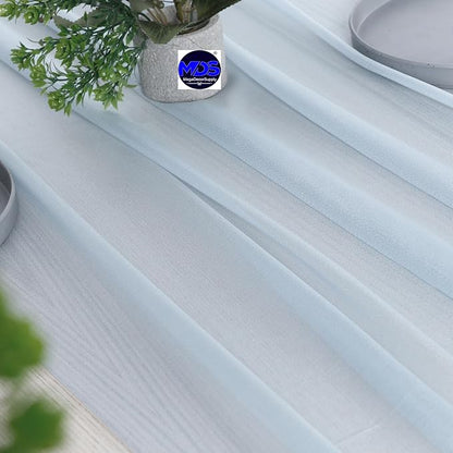 MDS 2 Pack 14ft Chiffon Table Runner 29 x 170 Inches Sheer Wedding Runner Romantic Rustic Table Runner for Wedding Decorations, Birthday Parties, Bridal Shower Party Arch Decor - Baby Blue