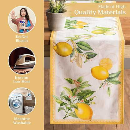 Maison d' Hermine Table runner 100% Cotton Double Layer Table Runners 72 inches long Decorative for Home Kitchen Dining Party Baby Shower Wedding Bridal Shower Spring Summer (Limoncello, 14.50" x 72")
