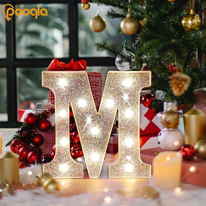 Pooqla Light Up Letters, LED Marquee Letters for Silver Birthday Decorations, Battery Powered Night Light Teenager Girl Room Decor, Gift for Girls Boys Wedding Bedroom Christmas Party Decor, Letter A