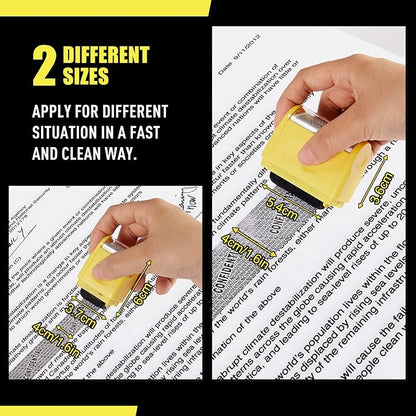 Mimorou 4 Pack Identity Theft Protection Roller Stamps Kit Confidential Privacy Roller Hidden Wide Privacy Stamp 5 Pcs Refills Security Ink for Mail Address Blocker(Yellow)