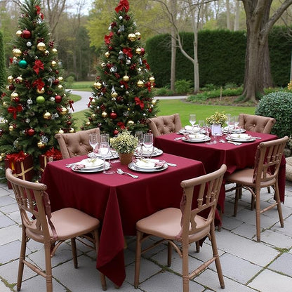 sancua Square Tablecloths 85x85 Inch Burgundy, 2 Pack - Fabric Table Cloth for Square or Round Tables, Washable Polyester Table Cover for Christmas Dinner, Holiday Party, Decorative Display Tables