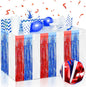3 Pack 29 x108 Inch White Blue Red Foil Fringe Table Skirts Metallic Banner for Tinsel Streamer Garland Backdrop for Parade Floats Wedding Thanksgiving Birthday Christmas New Year Party Decoration