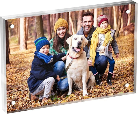 4x6 Acrylic Picture Frame 1 Pack, Clear Freestanding Double Sided Frameless Magnetic Photo Frames, Desktop Display Decor Gift