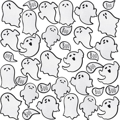 Chinco 36 Pcs Halloween Ghost Car Magnets Reflective Ghost Boo Refrigerator Automotive Magnet Stickers Cute Holiday Fridge Garage Door Decorations Holiday Waterproof Magnetic Decals