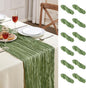 12 Pack Sage Green Cheesecloth Table Runner 10FT Long Boho Gauze Table Runner Rustic Sheer Runner for Wedding Bridal Baby Shower Birthday Party Table Decor Thanksgiving Christmas Decorations