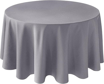 Biscaynebay Textured Fabric Round Tablecloths 108", Silver Grey Water Resistant Table Cloth Circle Folding Table Covers Linen for Dining, Kitchen, Wedding and Parties etc. Machine Washable
