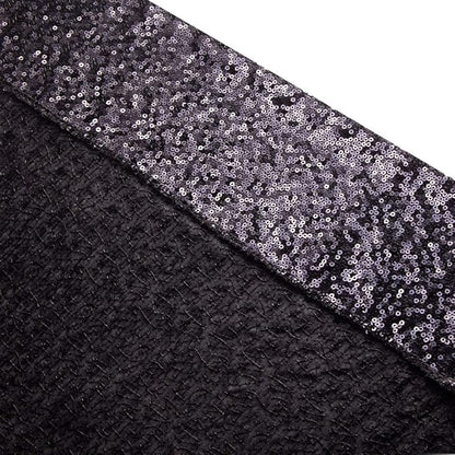 SquarePie Sequin Backdrop Curtain Not See Through Thick Glitter Background for Party 8FT x 10FT Black