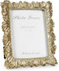 Cuspin 6x8 Picture Frame Vintage Gold Frames, Gold Palm Leaves Textured Hand-Crafted Resin Frames with Glass Front, Elegant Retro Decorative Photo Frame for Wall and Tabletop Display Home Decor