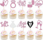 30 PCS Bride to Be Cupcake Toppers Glitter Miss to Mrs I Do Love Heart Ring Cupcake Picks Wedding Bridal Shower Cake Decorations for Wedding Engagement Bachelorette Party Supplies Purple