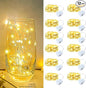 12 Pack Led Fairy Lights - Warm White, Battery Operated LED Silver Wire String Lights, 7FT 20LED Mini Firefly Starry String Lights Waterproof Led Twinkle Lights for Mason Jar DIY Christmas Decor