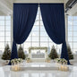 PartyVillage 10ft×15ft Navy Blue Backdrop Curtain for Wedding Parties, 2 Panels Wrinkle Free 15 FT Long Polyester Photo Backdrop Drapes Back Drop Cloth for Birthday Photography Background