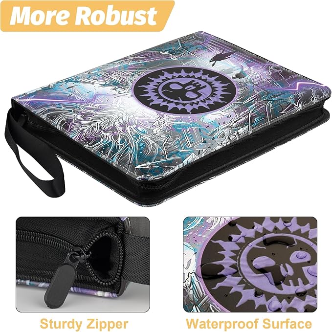 Card Binder for MTG Cards, Premium 9 Pocket Card Binder for Trading Cards, 720 Double Sided Pocket Collector Card Album for Standard Cards,Card Collection Folder for YGO/PTCG/Game Cards (Purple Print)