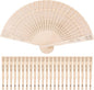 Durony 24 Piece Sandalwood Fans - Wooden Handheld Folding Fans, Scented, Vintage, for Wedding Decoration & Christmas Gifts, Natural