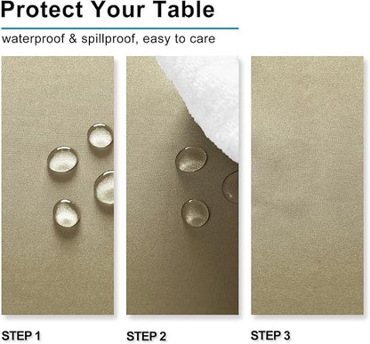 Hiasan Waterproof Tablecloth Rectangle - Washable Fabric Table Cloth for Dining Room Kitchen Birthday Party and Outdoor Use, Khaki, 54 x 80 Inch