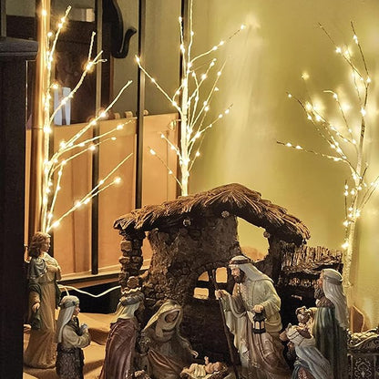 Bexdir Lighted Birch White Tree Branches 33IN 180LED with Timer Plug in, Artificial Tree White Birch Twig for Christmas Home Decor Party Wedding Bedroom