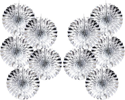 Silver Birthday Decorations,DIY Silver Paper Fans Hanging Decoration ,DecoracióN De CumpleañOs para Hombre,Wedding Decorations for Party 8in,Birthday Decorations for Men 30 Color DIY Set (Silver)