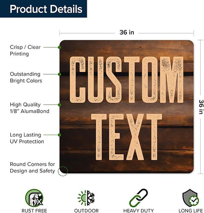 Custom Sign, Custom Street Sign, 11 Font Colors, 13 Font Styles, 4 Hole Options, 22 Sizes, 36x36 Inches, Rust Free DiBound, Fade Resistant, Made in USA by My Sign Center (Vintage Wood)