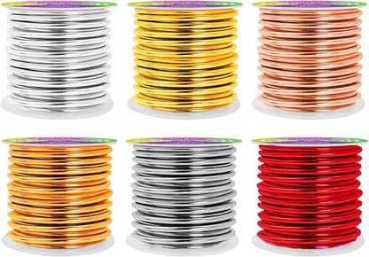 Mandala Crafts 8 Gauge Anodized Aluminum Craft Wire for Jewelry Making - 120 FT Colored Flexible Silver Copper Light Gold Gray Gold Red Wire - Bendable for Bonsai Armature Crafting Sculpting