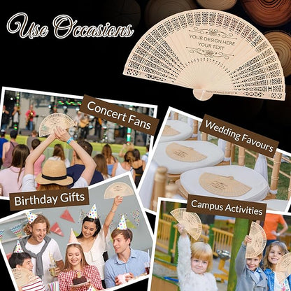 20 PCS Custom Fans Personalized Folding Fans for Line Dancing Wooden Hand Fan Wedding Favors Gift for Guests Personalized Fans for Events