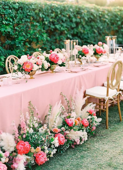 12 Pack Polyester Tablecloth 60 x 126 Inch Pink Tablecloth for 8 Ft Rectangle Tables,Stain and Wrinkle Resistant Washable Fabric Table Covers Polyester Table Clothes for Wedding Parties Banque