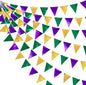Mardi Gras Party Decorations Purple Green and Gold Metallic Fabric Triangle Pennant Banner Flag Hanging Bunting Garland for Birthday Wedding Baby Shower Bridal Shower Holiday Masquerade Party Supplies