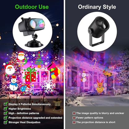2025 Upgrade Christmas Halloween Projector Lights Outdoor Decorations, COOLWUFAN Holiday Projector Lights with Remote and 20 HD Effects(3D Ocean Wave) for Xmas Halloween Party Yard Decor
