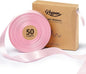 Valentines Pink Satin Ribbon 7/8 Inch x 50 Yards Double-Faced Ribbons for Flower Bouquet Gift Wrapping Party Decor Wedding Invitation DIY Craft