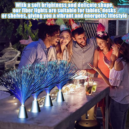 Patelai 16 Pcs LED Fiber Optic Lamp Color Changing Fiber Optic Night Light with Multicolor Glow Decorative Table Centerpiece for Sensory Bedroom Halloween Party Holiday Decorations (Stylish,Blue)