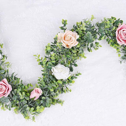 Lvydec 6 Pack Artificial Eucalyptus Garland, Fake Eucalyptus Greenery Garland Wedding Backdrop Arch Wall Decor, 6 Feet/Strand Fake Hanging Plant for Table Festival Party Decoration