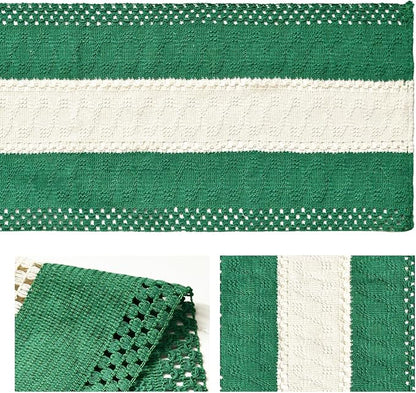 Artoid Mode Dark Green Farmhouse Rustic Table Runner, Seasonal Hollow Kitchen Dining Table Decoration for Home Party Decor 12x90 Inch