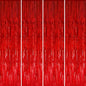 GOER 3.2 ft x 8.2 ft Metallic Tinsel Foil Fringe Curtains Party Photo Backdrop Party Streamers for Birthday,Graduation,New Year Eve Decorations Wedding Decor (4 Packs,Red)