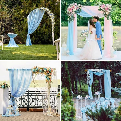 6 Panels Wedding Arch Drapery Baby Blue 28"x20Ft Wedding Arch Draping Fabric Chiffon Fabric Drape Sheer Backdrop Curtain for Weddings Party Swag Ceremony Birthday Arbor Drapery Reception Ceiling Décor